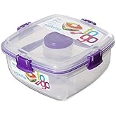 Sistema To Go Collection Salad to Go Food Storage Container (2 Pack), 37 oz, Clear with Assorted Color Accents