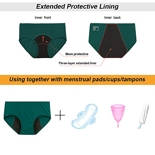 INNERSY Womens Period Underwear Mid Low Waisted Cotton Postpartum