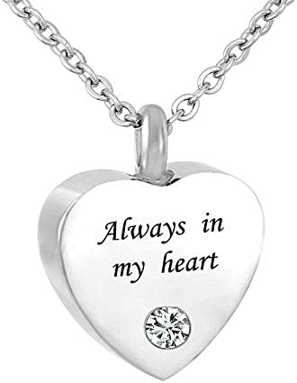 Korliya Always in My Heart Urn Necklace for Ashes Memorial Keepsake Pendant Cremation Jewellery