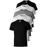 Men's Premium 5-Pack Cotton Assorted T-Shirts, True-to-Size Classic Fit, Breathable, Tag-Free Comfort