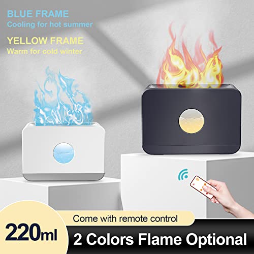 LED Flame Light Humidifier for Bedroom, Colorful Air Aroma Humidifier with Remote Control for Home, Office, SPA or Yoga (White)