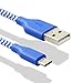 Micro USB, 3-Pcs 6ft(2M)Ansfen Premium Nylon Braided Tangle-Free USB 2.0 High Speed Data Sync Charger Cables For HTC One X M8,Motorola G X,Xbox One,Nokia Lumia and more(Blue&Purple&Rose)