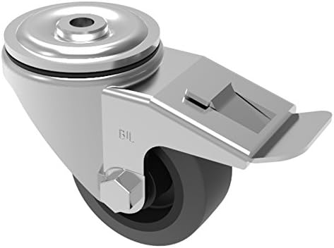 BIL BZMM200STPRBJBH12SWB Series BZMM Castor, Bolt Hole Fixing, Elastic Rubber On Polypropylene, 200 mm Diameter, 235 mm H, 90 mm Head, 220 kg Load Capacity, 40 mm Tread, 168 mm Radius, Grey