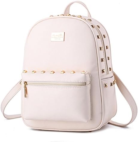 Fayland Mini Leather Backpack Schoolbag Multi-Way Casual Daypack School Backpack for Kids, Children, Girls, Teens, Women off-White