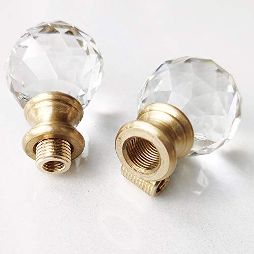 WOERFU 2-Pack Clear Faceted Crystal Orb Finial with Antique Brass Base(Crystal)