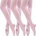 MANZI Big Girls 3 Pairs Pack Solid Color Comfortable Convertible Ballet Tights, 7Y-10Y, Pink