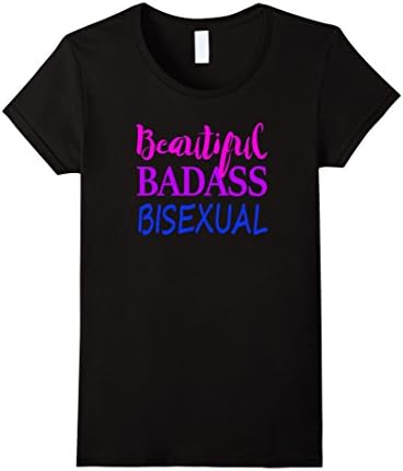 Women's Beautiful Badass Bisexual Bi Pride T-Shirt Tee Shirt Funny Large Black