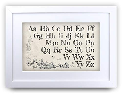 HWC Trading FR A3 Winnie the Pooh Alphabet A-Z Framed Printed Educational Nursery School Print Baby Shower Room Gifts Newborn Bedroom New Born Gift Photo Picture Frame Display