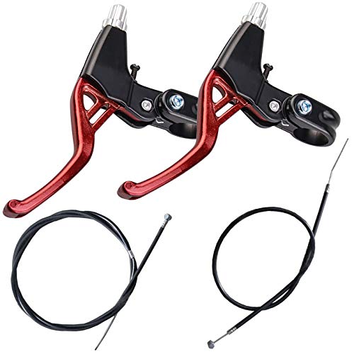 Lomodo 4 Pieces Bicycle Brake Accessories Including 2 Pack V-Brake Handlebar Aluminium Alloy Brake Levers (2.2 cm in Diameter) and 2 Pack Brake Wire for Mountain/ Road/ MTB Bike (Red)