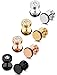 FIBO STEEL 4 Pairs Stainless Steel Mens Stud Earrings for Men Women Ear Piercing Plugs Tunnel,RG