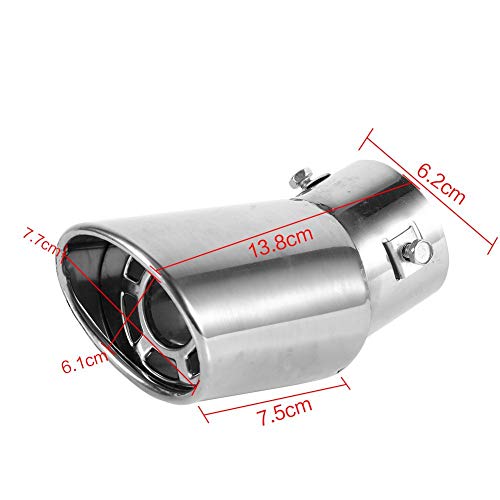 Cuque 1 Pcs Exhaust Muffler Tail Pipe Universal Rear Curved Round Chrome Stainless Steel Auto Tailpipe Pipe Tip for Diameter 38mm - 53mm Pipe Diameter 6.2cm / 2.4-Inch Total Length 13.8cm / 5.4-Inch