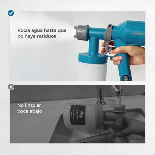 Tilswall Pistola Pintura Eléctrica Ultraligera con Cable Depósito 600ml, 2 Boquillas & 3 Patrones de Pulverizado, Fácil de Limpiar, Pistola para Pintar Paredes y Techos, Máquina Pintar Paredes