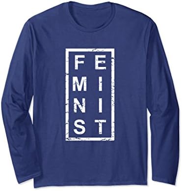 Unisex Stylish Feminist Long Sleeve T-Shirt XL: Navy