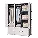 KOUSI Portable Closet Wardrobe Closet Clothes Closet Bedroom Armoire Storage Organizer with Doors, Spacious & Sturdy, Extra Space & Durable Black, 6 Cubes 2 Hanging Clothes
