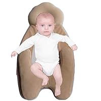SECOND MUM Premium Newborn Lounger | Portable Baby Bed Mattress,Infant Co Sleeper,Cosy Positioning Pad with Ultra Soft Head Shaping Pillow,Anti-Roll Fit Nest Crib Bassinet and Bed (Beige)