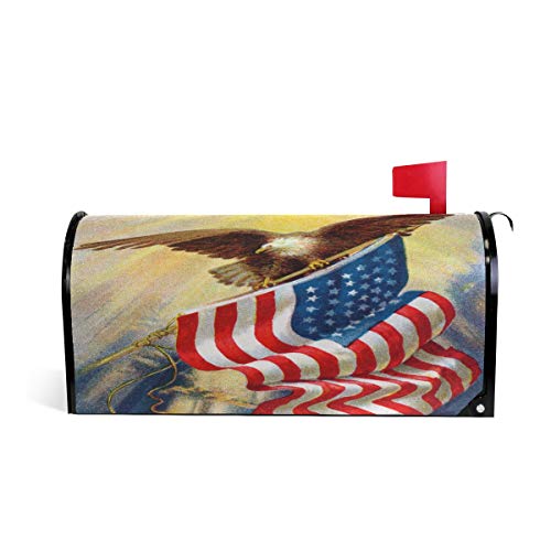 Naanle Bald Eagle American Flag Magnetic Mailbox Cover, 4th July Independence Day Mailbox Wrap Home Decorative Large Size 25.5”(L) x 20.8”(W) - Thumbnail 5