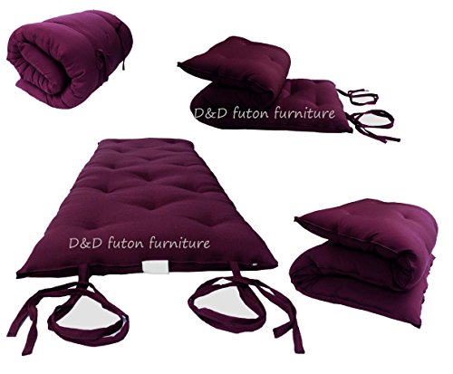 Brand New Burgundy Traditional Japanese Floor Futon Mattresses 3"thick X 30"wide X 80"long, Foldable Cushion Mats, Yoga, Meditaion. - Thumbnail 4