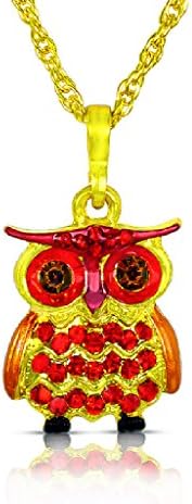 Designer Vintage Retro Crystal Owl Pendant Long Chain Necklace (Style 1)