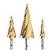 OCGIG 3Pcs 4-12/20/32mm HSS Spiral Groove Step Drill Titanium Coated Bit Hole Cutter Kit