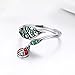 WOSTU 925 Sterling Silver Dazzling Green Cubic Zircon Leaf Wrap Bands Rings Lovely Ladybug Enamel Rings