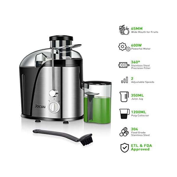 Jocuu Centrifugal Juicer Machine, Juice Extractor with Wide Feed Chute, Easy to Clean, 600W Power 2-Speed, 304 Stainless… - Image 3