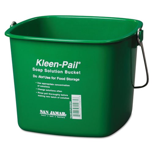 San Jamar Kleen Pail, Green, 6 Quarts, Plastic, 12 Buckets per Case