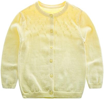 KASULAR Baby Girl Sweaters Pure Color Knitting Patterns Cardigan 1-5Years Spring (5T, Yellow)