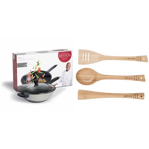 Ken Hom Performance Range Wok Set With Lid, Stainless Steel, Silver, 32