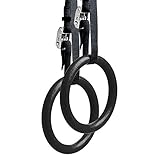 Reehut Gymnastic Rings with Adjustable Straps, Metal Buckles & Ebook - Home Gym (Set of 2) - Non-Slip - Great For Workout, Strength Training, Fitness, Pull Ups and Dips
