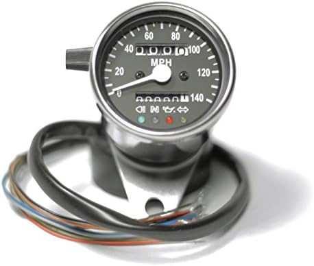 2.5" Chrome Mini Speedometer w/ Black Face &amp; LED Indicator Lights