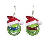 Kurt Adler 60mm Teenage Mutant Ninja Turtles Shatterproof Ball Ornament W/santa Hat 2/asstd: Leo & Ralph.