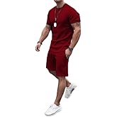 congluoki Men's Shirt and Shorts Set 2 Piece Outfits Fashion Summer Tracksuits Casual Sportwear Set