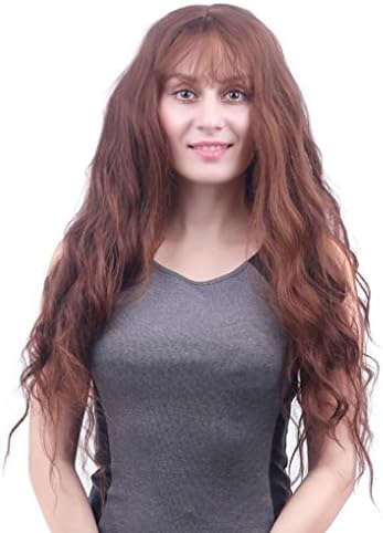 Rongron Women Fashion Lady Long Wavy Curly Full Wig Air Bang Water Wave Hair (brown)