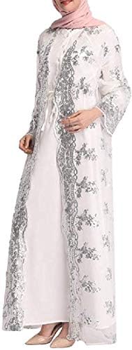 Women Muslim Gown Lace Open Front Cardigan Middle East Kaftan Abaya