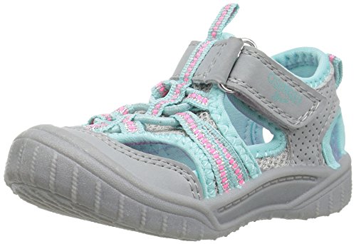 OshKosh B'Gosh Jax Girl's Bumptoe Sandal, Silver/Turquoise, 9 M US Toddler