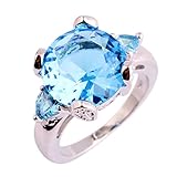 Psiroy Women's 925 Sterling Silver 6.5ct Blue Topaz Filled Ring