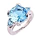 Psiroy Women's 925 Sterling Silver 6.5ct Blue Topaz Filled Ring