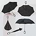 Windproof Double Layer Inverted Umbrella By Brellax - Inside Out Reversible, Folding Umbrella For UV & Rain Protection - C Shape Hands Free Handle - For Car Use - With Carrying Bag