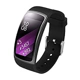 Compatible Samsung Gear Fit2 /Fit2 Pro Band,Soft Silicone Replacement Strap Sport Band Bracelet Wristband Samsung Fit2 SM-R360 /Fit 2 Pro SM-R365 SmartWatch Fitness (Black)