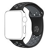Inteny Apple Watch Band Series 1 Series 2, Soft Silicone Sport Band Replacement Wrist Strap for iWatch, 42mm M/L Black&Cool Gray