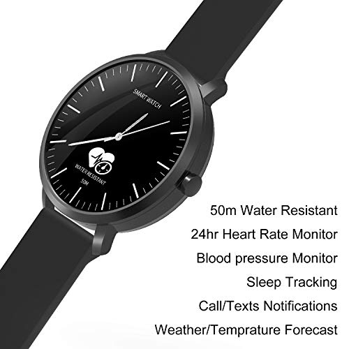 BingoFit Surf Smartwatch Touchscreen Smart Watch Sport Smartwatch Quartz Analog Smart Watch for Men Women 50M Water-Resistant Fitness Activity Tracker Watch for Android Phones&iPhone
