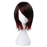Miss U Hair Girl's Short Straight Black Brown and Red Anime Cosplay Costume Wig C028
