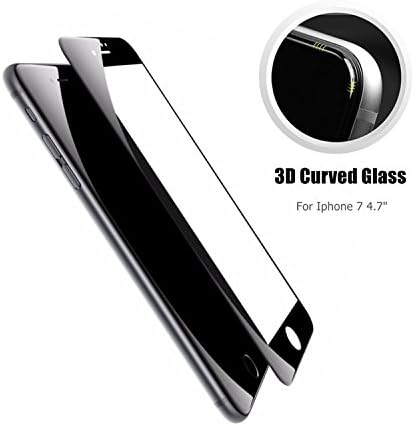 Iphone7 4.7" Screen Protector, 3D Curved Full Cover Edge to Edge LINNO Tempered Glass Protection Film for Apple iPhone 7 Against Scratches 9H Superb HD Anti Fingerprint [3D Touch] (Black)