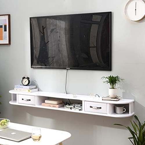 人気 おすすめ ソリッドウッドウォールシェルフフローティング棚引き出し壁掛けテレビキャビネットセットトップボックスルーターdvdプレーヤー棚多機能収納キャビネット 色 白