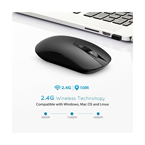 Wireless Mouse,【Slim & Noiseless】Patuoxun 2.4G USB PC Laptop Computer Cordless Mice with Nano Receiver,1600 DPI Mouse…