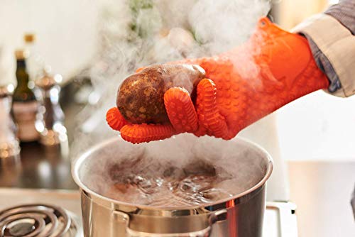 Jolly Green Products Ekogrips Premium BBQ Oven Gloves | Best Versatile Heat Resistant Grill Gloves | Insulated Silicone Oven Mitts for Grilling | Waterproof | Forearm Protection | Orange, XXL