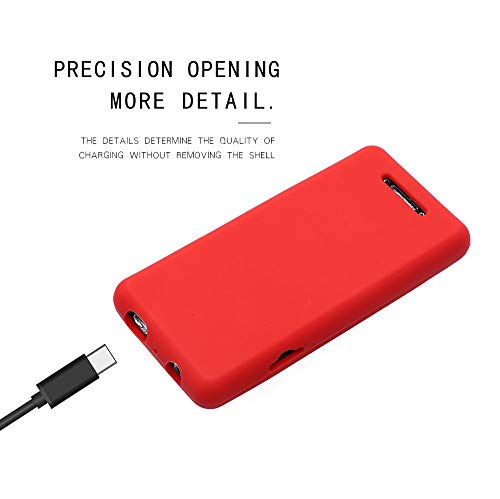 Esimen Premium Silicone Case for Soulcker MP3 Player Tempered Glass Screen Film Screen Protector Cover Travel Carry Pouch Sleeve (Red)