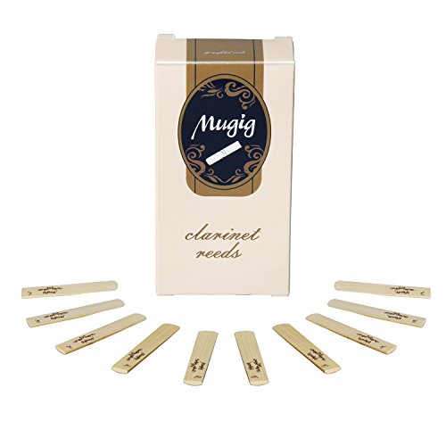Mugig B Flat Clarinet Reeds with Individual Plastic Case (10 Pack)
