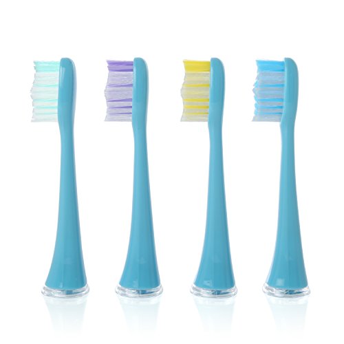 Replacement Brush Heads for: Ivation Rechargeable Electric Toothbrushes w/Sonic Wave Technology - 4-Pack, Color Coded