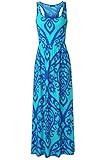 Zattcas Women Floral Pocket Tank Maxi Dress Sleeveless Casual Summer Long Dress (Large, Green Blue)